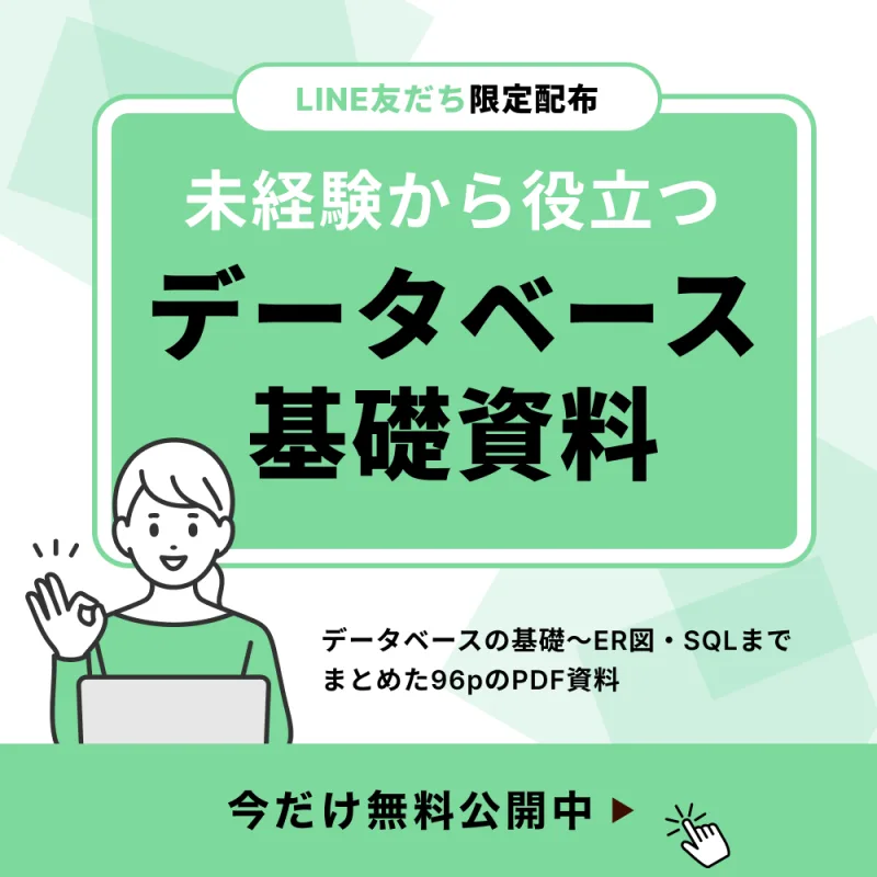 未経験から役立つデータベース基礎資料。データベースの基礎からER図・SQLまでまとめた96pのPDF資料